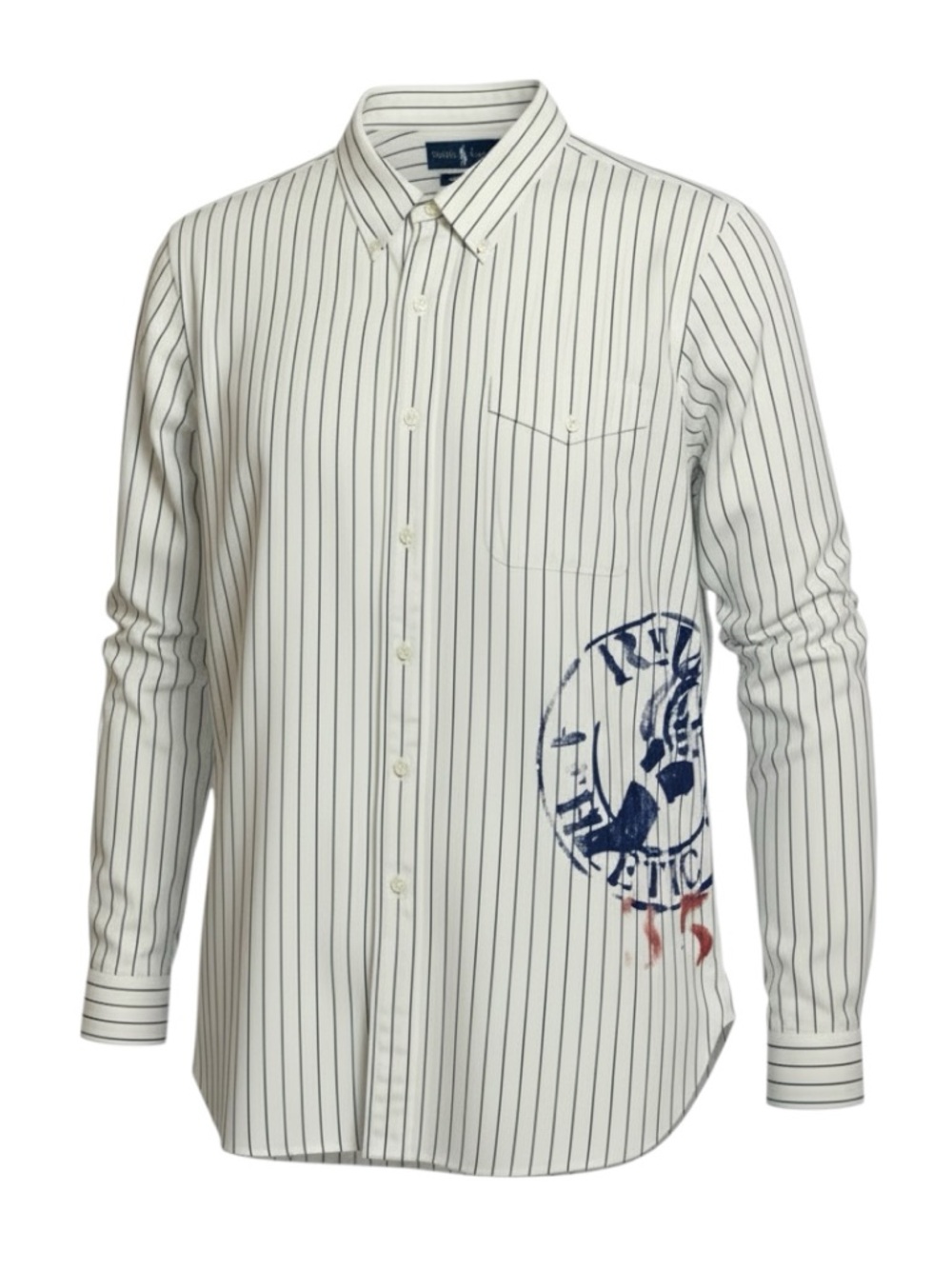 Vtg. RALPH LAUREN‎ Pin Striped No 67 Bleecker Athletic Assn Custome Fit Oxford